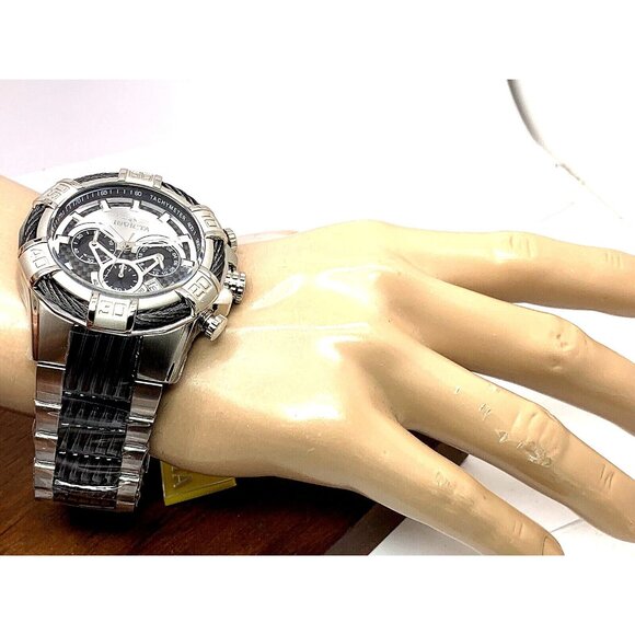 Invicta Men's Watch 29569 Bolt Quartz Chronograph Silver Black Stainless Steel - Picture 5 of 12